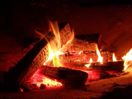 campfire for heating rocks