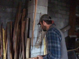 bowstaves in clay hayes bow making workshop