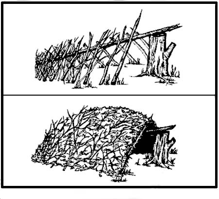 debris hut skeleton