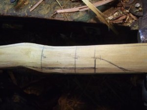 Clay's sketch of the handle on the bow. The arrow shelf was new for me.